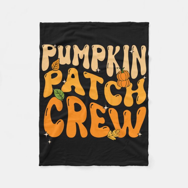 Retro Groovy Pumpkin Patch Crew Thanksgiving Fall  Fleece Blanket (Front)