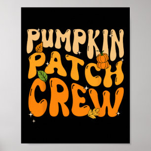 Retro Groovy Pumpkin Patch Crew Thanksgiving Fall Poster