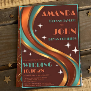 Retro Groovy Rainbow Arch Casual 70's Wedding Invitation