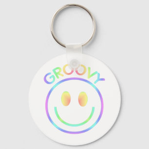 Retro Groovy Rainbow Keychain for Hippies