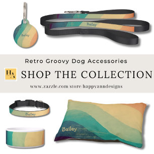 Retro Groovy Rainbow Personalised Pet Tag