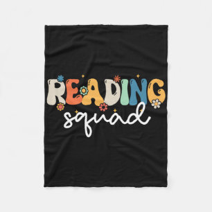Retro Groovy Reading Squad Girls Boys Cute Reading Fleece Blanket