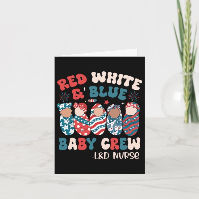 Retro Groovy Red White Blue  Card (Front)