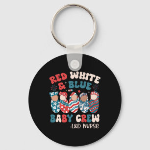 Retro Groovy Red White Blue Key Ring