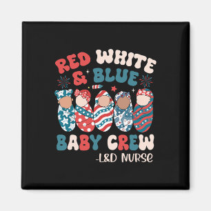 Retro Groovy Red White Blue  Magnet