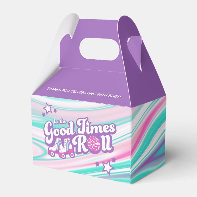 Retro Groovy Roller Disco Party Favour Box (Back Side)