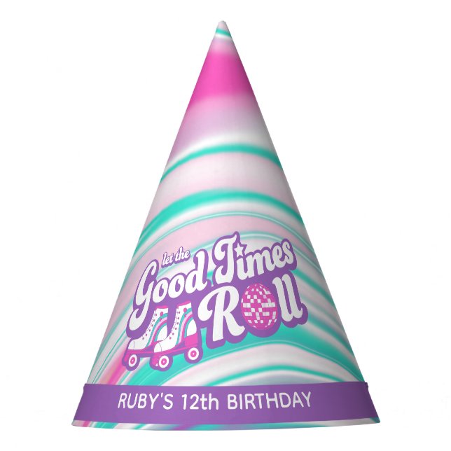 Retro groovy roller disco party hat (Front)
