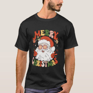 Retro Groovy Santa Claus Merry Christmas 2023 Men  T-Shirt