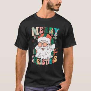 Retro Groovy Santa Claus Merry Christmas 2023 Wome T-Shirt