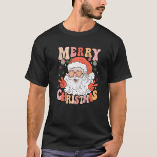 Retro Groovy Santa Claus Merry Christmas 2023 Wome T-Shirt