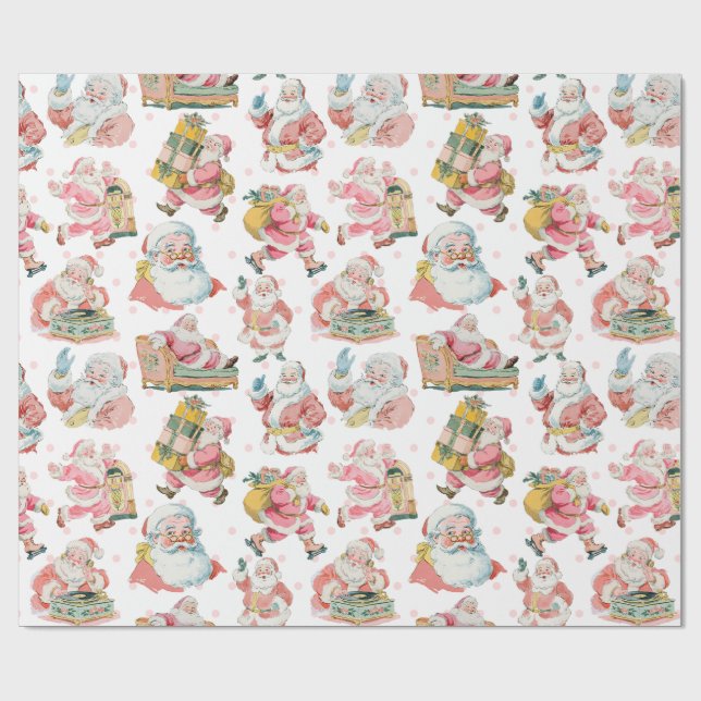Retro Groovy Santa Claus Themed Christmas Wrapping Paper (Flat)