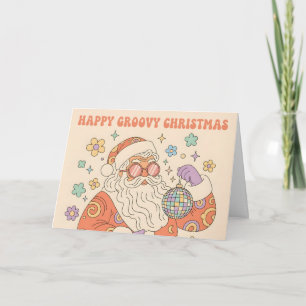 Retro Groovy Santa Merry Christmas Holiday Card