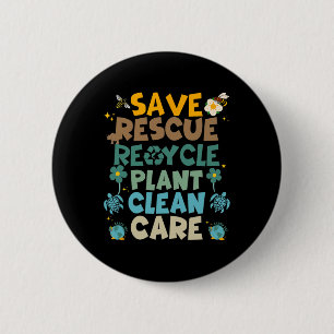 Retro Groovy Save Bees Rescue Animals Recycle Fun 6 Cm Round Badge
