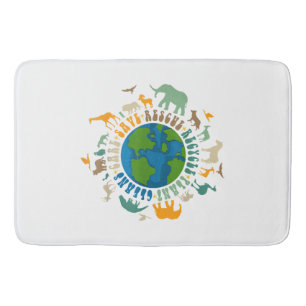 Retro Groovy Save Bees Rescue Animals Recycle Fun  Bath Mat