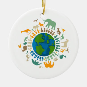 Retro Groovy Save Bees Rescue Animals Recycle Fun Ceramic Ornament