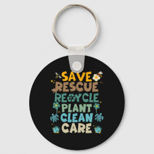 Retro Groovy Save Bees Rescue Animals Recycle Fun  Key Ring