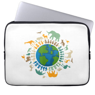 Retro Groovy Save Bees Rescue Animals Recycle Fun Laptop Sleeve