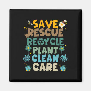 Retro Groovy Save Bees Rescue Animals Recycle Fun  Magnet