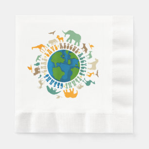 Retro Groovy Save Bees Rescue Animals Recycle Fun Napkin