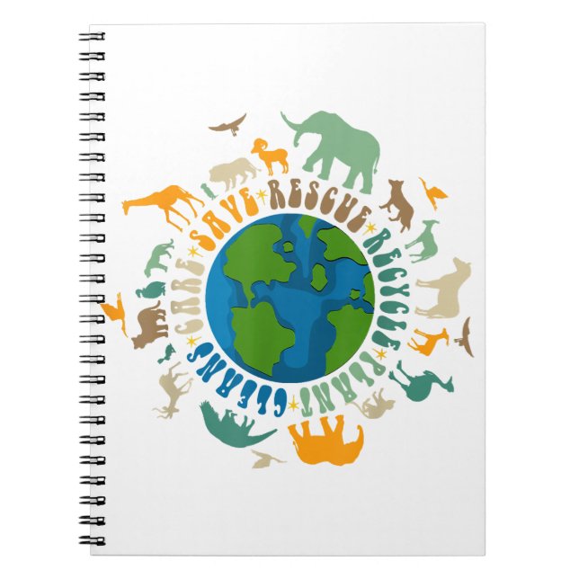 Retro Groovy Save Bees Rescue Animals Recycle Fun  Notebook (Front)