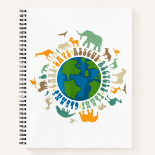 Retro Groovy Save Bees Rescue Animals Recycle Fun Notebook