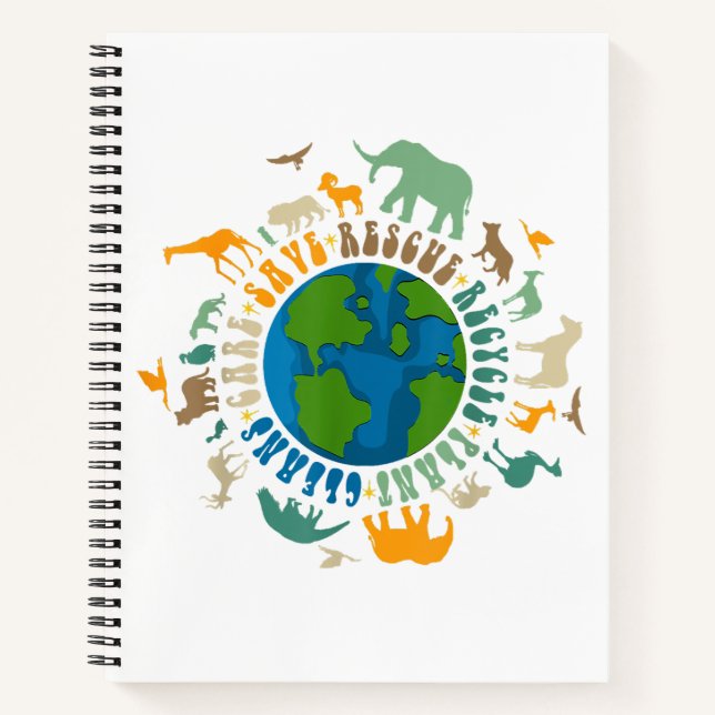Retro Groovy Save Bees Rescue Animals Recycle Fun  Notebook (Front)