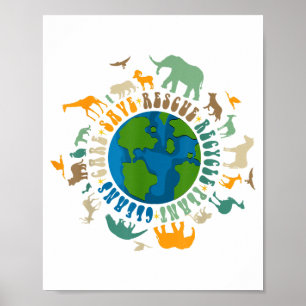Retro Groovy Save Bees Rescue Animals Recycle Fun Poster