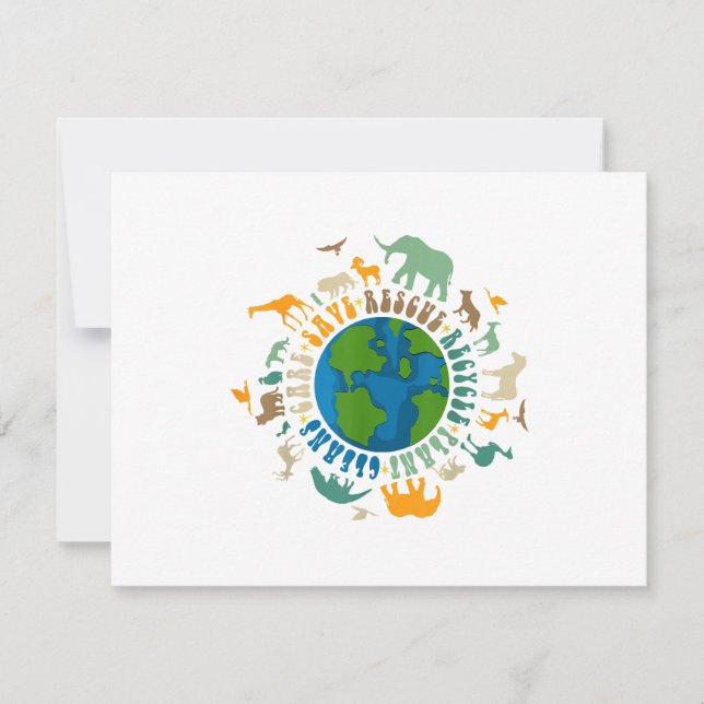 Retro Groovy Save Bees Rescue Animals Recycle Fun  RSVP Card (Front)