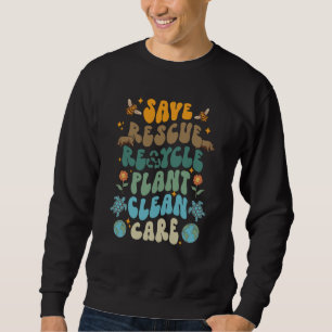 Retro Groovy Save Bees Rescue Animals Recycle Fun Sweatshirt