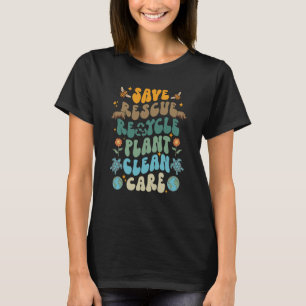 Retro Groovy Save Bees Rescue Animals Recycle Fun T-Shirt