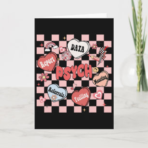 Retro Groovy School Psychologist Valentine's Day H Card