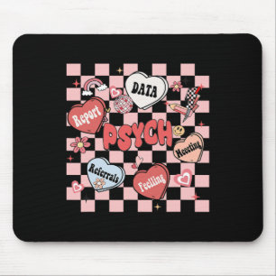 Retro Groovy School Psychologist Valentine's Day H Mouse Pad