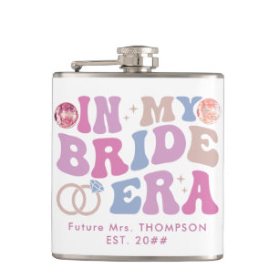 Retro Groovy Script Bride Name In My Bride Era Hip Flask