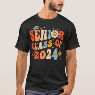 Retro Groovy Senior 24 Class Of 2024 Graduation Sc T-Shirt