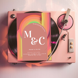 Retro groovy seventies Curvy Lines Invitation