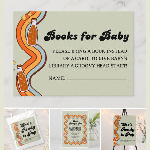 Retro Groovy Shes Ready to Pop Sage Green Enclosure Card
