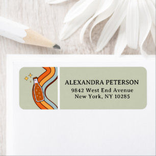 Retro Groovy Shes Ready to Pop Sage Green Return Address Label