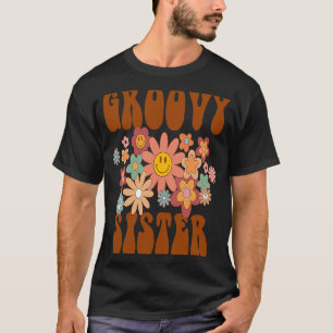 Retro Groovy Sister Matching Family 1st Birthday P T-Shirt