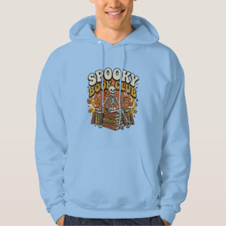 Retro Groovy Skeleton Book Lover Halloween Hoodie