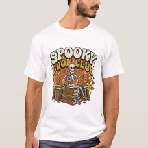 Retro Groovy Skeleton Book Lover Halloween
