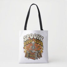 Retro Groovy Skeleton Book Lover Halloween