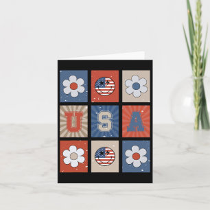 Retro Groovy Smiling Face America Freedom Independ Card