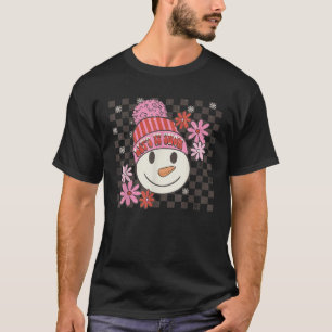 Retro Groovy Snowman Christmas Let s It Snow Check T-Shirt