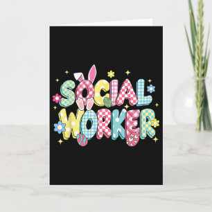 Retro Groovy Social Worker Bunny Ear Funny Easter Card