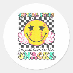 Retro Groovy Softll Sister I'm Just Here For The S Classic Round Sticker