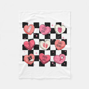 Retro Groovy Sonographer Heart For Nurse Valentine Fleece Blanket