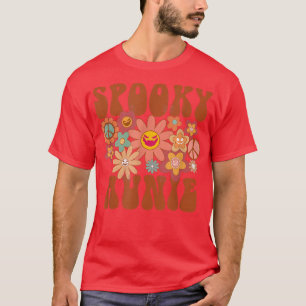 Retro Groovy Spooky Aunie Fall Halloween Thanksgiv T-Shirt