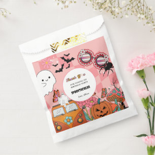 Retro Groovy Spooky Halloween birthday thank you Favour Bag