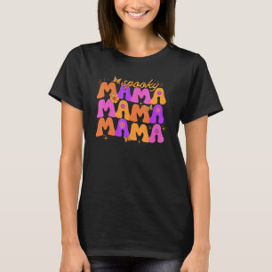Retro Groovy Spooky Mama Spooky Season Halloween T-Shirt