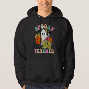 Retro Groovy Spooky Teacher Fall Floral Ghost Hall Hoodie